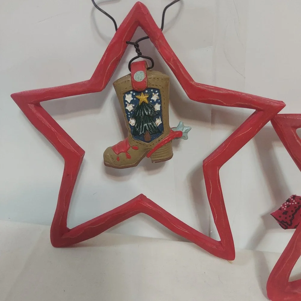 Western Star Ornament Cowboy Cactus‎ Boot Christmas Holiday Decor Set